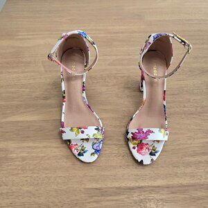 Madden Girl Floral Print Heels - White and Pink